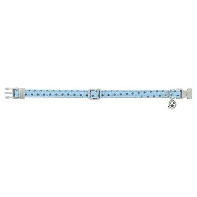 Blue Trixie nylon polka dot cat collar with adjustable 20-30 cm length and 1 cm width, featuring a secure buckle.