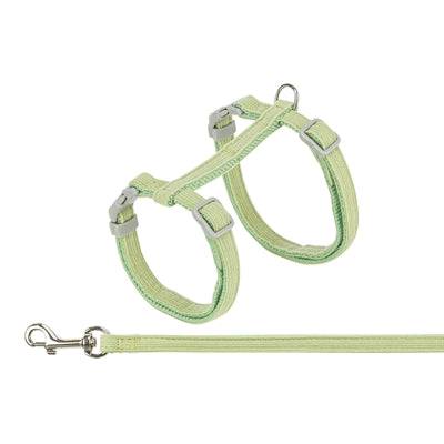 Trixie velvet green cat harness with lead, adjustable 28-45 cm, soft collar and leash for feline safety and comfort