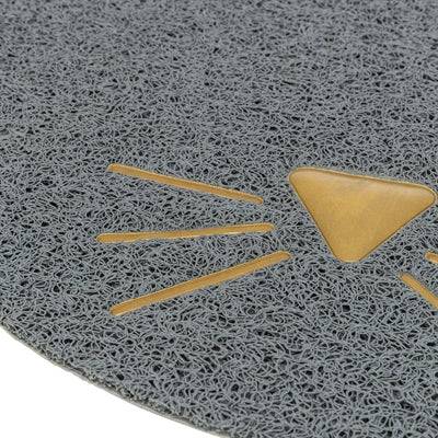Trixie Cat Litter Mat with Cat Face design, grey PVC, 42x40 cm, for trapping litter and protecting floors.