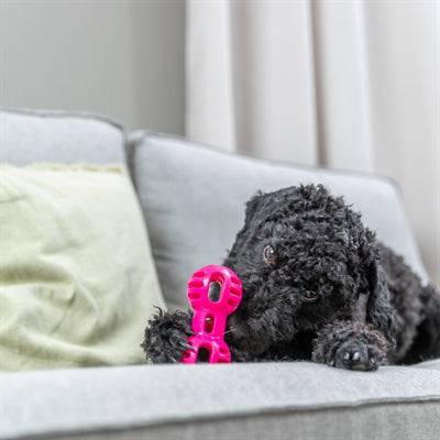 Pink Trixie Soft & Strong TPR Dumbbell dog toy, 11x5x5 cm, durable chew toy for dogs.