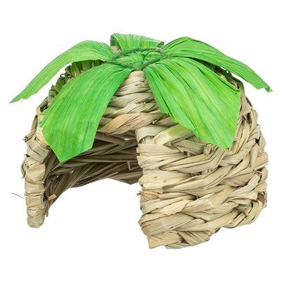 Trixie Grass House for small pets with corn leaves, 13x13x10 cm, natural chew toy and hiding spot for rodents.