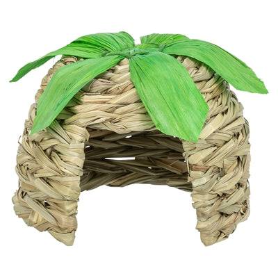 Trixie Grass House for small pets with corn leaves, 13x13x10 cm, natural chew toy made of grass and corn leaves.
