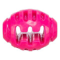 Pink Trixie rugby ball toy for dogs, soft and durable TPR material, ideal for play and fetch.
