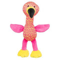 Pink and yellow Trixie flamingo fabric toy for pets, measuring 32x12x11 cm, soft and colorful pet chew toy.