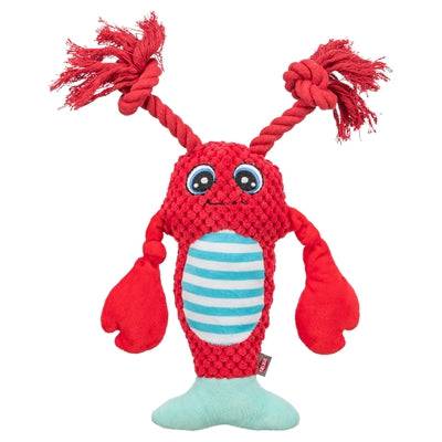 Red Trixie crab rope toy for pets, measuring 34x17x10.5 cm, made of durable materials for chewing and play.