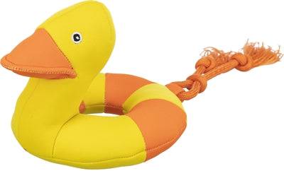 Trixie Aqua Toy Duck on Rope for dogs, 20x36 cm, durable chew toy with rope handle for playful outdoor fun.
