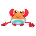 Orange Trixie crab-shaped rope toy for pets, 28x8.5x20.5 cm, durable LEKSAKER pet toy with frayed rope details.