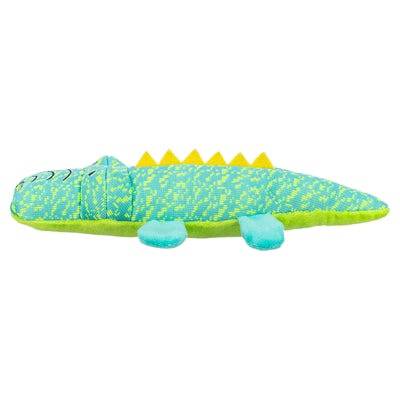 Trixie crocodile fabric toy in aqua and green for pets, measuring 33 x 13.5 x 7.5 cm, made by Trixie.