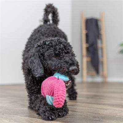 Pink and aqua Trixie seahorse fabric toy for dogs, measuring 28x15.5x7.5 cm, soft and colorful chew toy from Trixie.