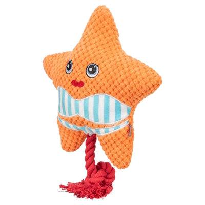 Trixie Starfish Rope Toy for pets, orange color, 22x18x7.5 cm, durable LEKSAKER toy with rope and starfish shape.