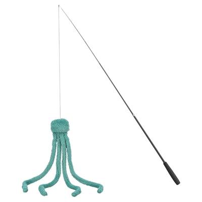 TRIXIE telescopic cat teaser wand with plush green octopus design, extending up to 106 cm, perfect for playful cats.