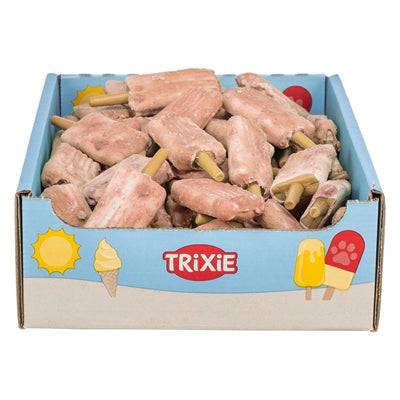 Trixie Sommar Ice Pop Red 55g for dogs, featuring a red frozen treat with a stick, ideal for summer cooling.