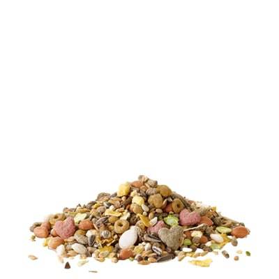 Versele-Laga Crispy Muesli hamster food in 750g bag, natural seed mix for hamsters, with colorful grains and pellets.