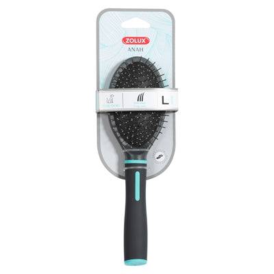 Zolux Anah Pneumatic Brush Kammar/Borstar in black and blue with 6.5x3.5x23.5 cm size, designed for grooming pets.