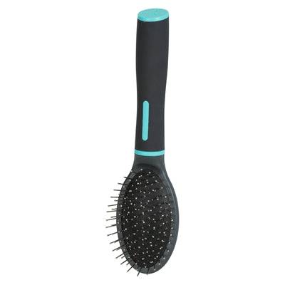Zolux Anah Pneumatic Brush Black and Blue Kammar/Borstar with ergonomic handle and bristles for grooming pets.