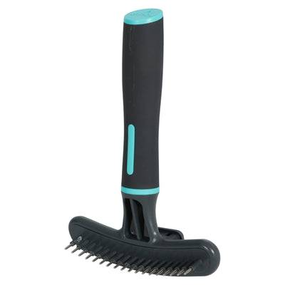 Zolux Anah retractable metal comb in black and blue, Kammar/Borstar grooming tool, 12x4.5x17 cm, for dog grooming.