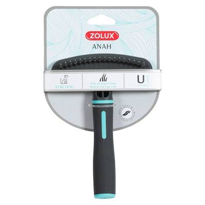 Zolux Anah retractable metal comb in black and blue, Kammar/Borstar, 12x4.5x17 cm, ideal for grooming pets