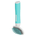 Zolux Anah Soft Puppy Slicker Brush in blue and white, 6.5x4x16.5cm, ideal for gentle grooming of small dogs.