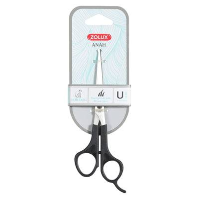 Zolux Anah Straight Grooming Scissors 17 cm for pets, featuring durable stainless steel blades from the ZOLUX KAMMAR/BORSTAR line.