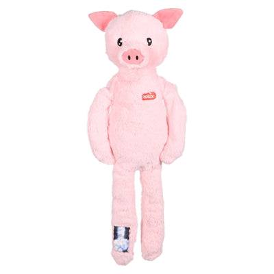 Zolux Furry Farm Jason Pig plush toy with rope, pink and gray, soft stuffed farm animal toy for kids.