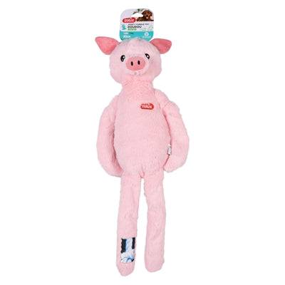 Pink Zolux Furry Farm Jason Pig plush toy with rope, soft and cuddly, ideal for children and playful pets.