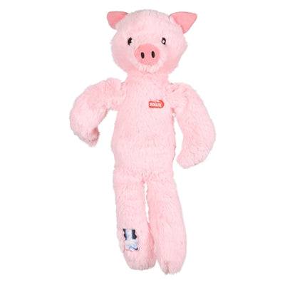 Zolux Furry Farm Jason Pig plush toy with rope in pink, soft stuffed animal suitable for children and play.