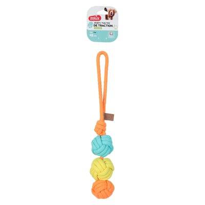 Zolux Twist Rope with 3 colorful rope balls for pets, measuring 43x7x7 cm, durable and fun LEKSAKER toy.