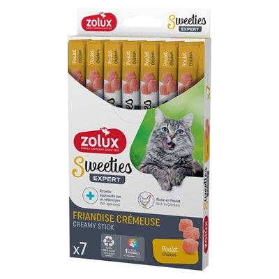 Zolux Sweeties Expert Creamy Stick Chicken soft snack for pets, 7 x 14 g, creamy chicken flavor in a convenient stick form.