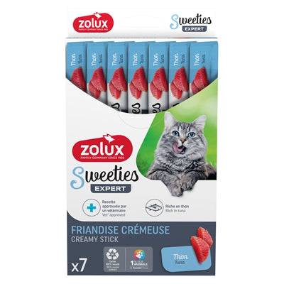 Zolux Sweeties Expert Creamy Stick Tuna soft pet snack in a 14g package, designed for cats or small pets.