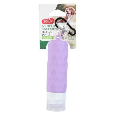 Purple Zolux urine rinse bottle for toilettartiklar, 4x4x14 cm, used for cleaning and hygiene purposes.
